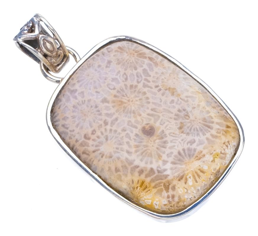 Pendentif jaspe chrysanthème StarGems en argent massif 1 3/4"