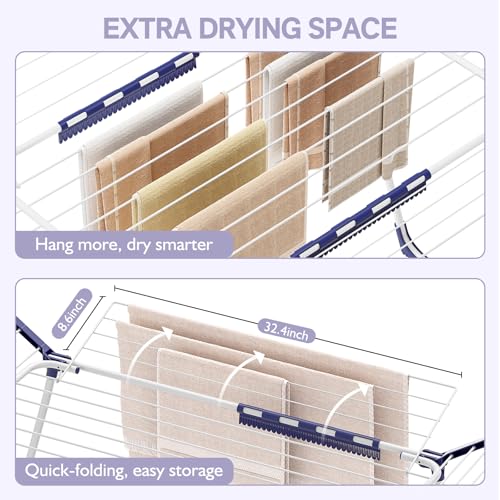 APEXCHASER Clothes Drying Rack, Foldable Gullwing Laundry Rack Indoor, Collapsible Space-Saving Drying Rack, Indoor/Outdoor for Clothes, Towels, Dolls(4 Wings) by APEXCHASER - Image 5