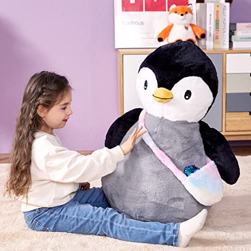 Ikasa Large Penguin Stuffed Animal Plush Toy,Giant Cute Jumbo Soft Toys,Huge Big Size Fluffy Plushy Fat Oversized Plushie,Gifts For Kids Girls Boys Girlfriend Children (23 Inches, Gray) #TOP5