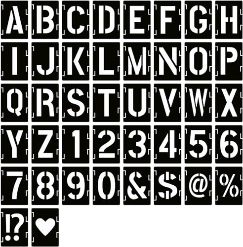 2 Inch Letter Alphabet Stencils 42 Pcs Set - Interlocking Templates for Character Combination, Perfect for Signboards, Road Signs, DIY Craft