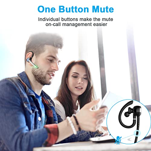 Heibas Bluetooth Headset, Wireless Bluetooth Earpiece With 500Mah Charging Case 72 Hours Talking Time Built-In Microphone For Ios Android Cell Phone, V5.1 Hand-Free Headphones For Trucker, Office #TOP3