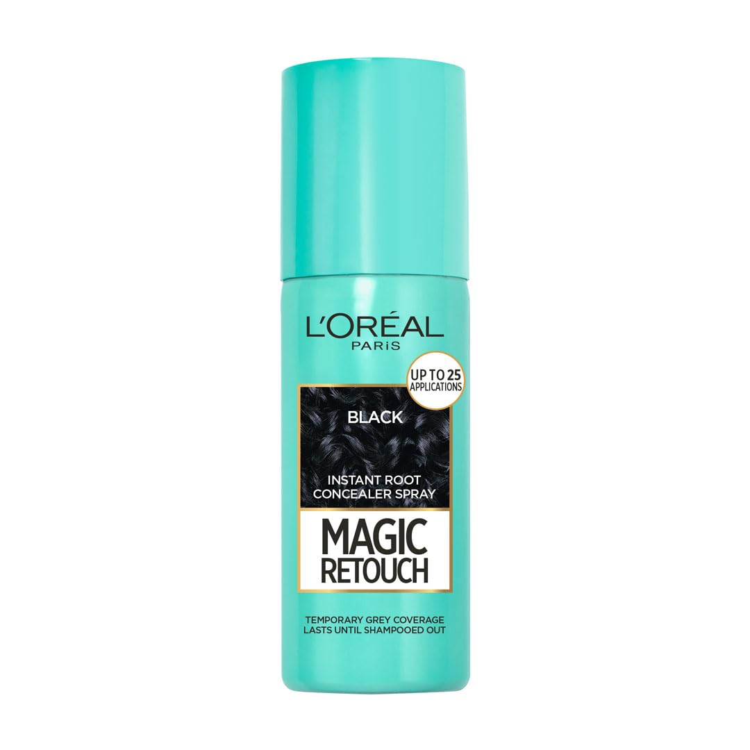 Magic Retouch Instant Root Concealer Spray - Black, Volume-75 ml, For All Hair Types, Instant Grey Coverage, Water-proof, Transfer-proof & Quick-drying Formula