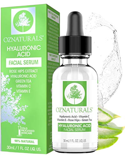 OZNaturals Hyaluronic Acid and Vitamin C Serum - Moisturizing and Anti Aging Serum For Face With Pure Vitamin E Oil and Rosehip Oil - Anti Wrinkle and Pore Minimizer Facial Serum - 1 Fl Oz