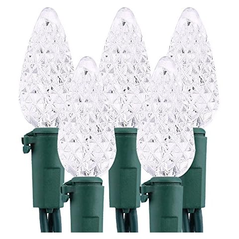 Brizled Upgrade Faceted C5 LED String Lights, 100 LED 33ft Mini String Lights, 120V UL Certified Clear Christmas Light Set for Indoor & Outdoor Decoration, Patio, Garden, Party and Holiday, Cool White Cover