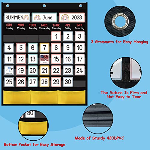 Classroom Monthly Calendar Pocket Chart With 89 Cards For Kids Classroom Home School Supplies (Rainbow Theme) #TOP3