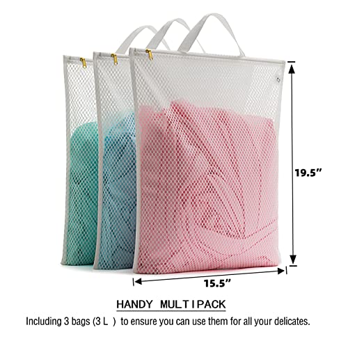 Tenrai Laundry Bag Mesh Wash Bag，Use Ykk Zipper，Tote Bag Bathroom Hanging, Bra Fine Mesh Wash Bag For Underwear 3 Bags（3L Cellular Mesh） #TOP2