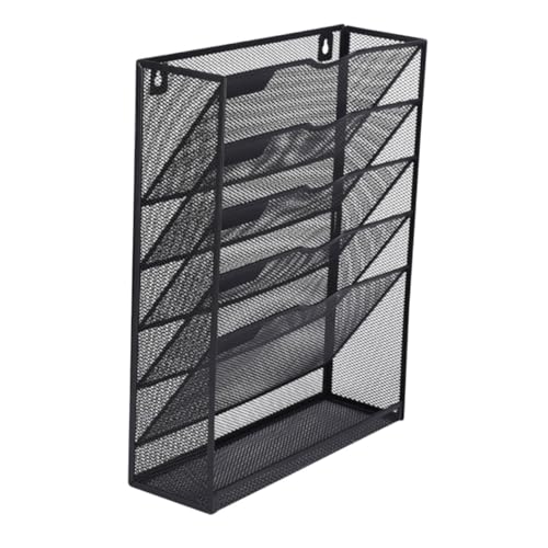 HOMSFOU Wall Mounted Office Organizer Multi Layer File Storage Rack Metal Hanging Folder Holder for Home Office Space Saving Wall File Organizer for Documents and Tools