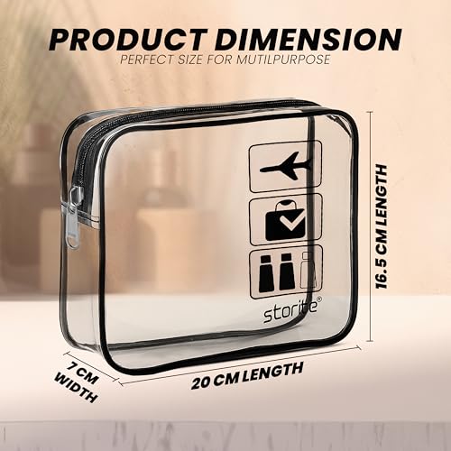 Image of Storite Set of 3 Transparent Cosmetic & Toiletry Travel Organizer Set | Clear PVC Design For Quick Visibility And Easy Access To Cosmetics Toiletries Shaving Kits Makeup And Accessories