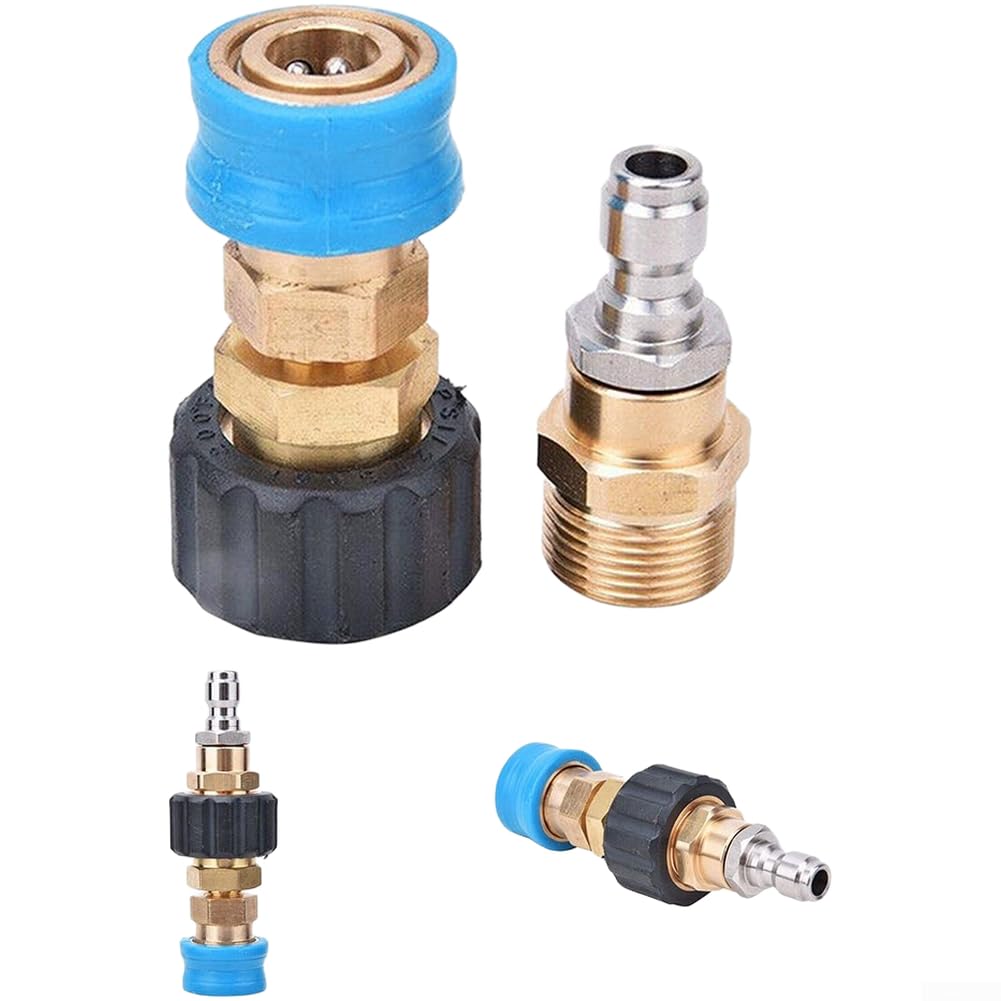 M22F M22M Quick Release Coupler Adapter for High Pressure Washer | 22mm to 14mm Hose Connector with Fast Connect Mechanism | Compatible with for Karcher Accessories | Blue |