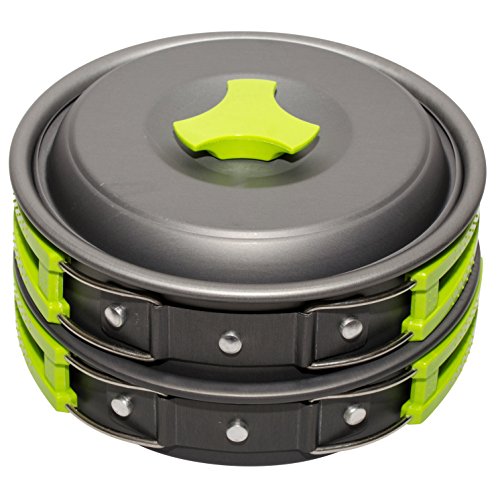 Campingrockers 14 With Kettel/15 Pcs Camping Cookware Mess Kit - Durable Pot Pan Bowls & Knife, Lightweight Set For Backpacking, Hiking Outdoors - Non-Stick Aluminum Cookset & Utensils For Picnic #TOP1