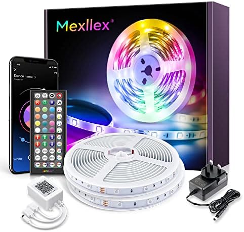 Mexllex LED Strip Lights with Remote 20m, Bluetooth RGB Color Changing LED Lights with 44-Keys Remote,Timing Function, Music Sync LED Lights for Bedroom Home Decoration LED Light Strips(2x10m)