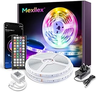 Mexllex LED Strip Lights with Remote 20m, Bluetooth RGB Color Changing LED Lights with 44-Keys Remote,Timing Function, Music Sync LED Lights for Bedroom Home Decoration LED Light Strips(2x10m)