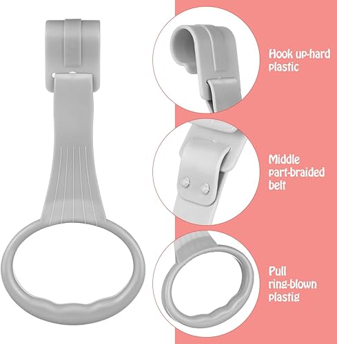 Miniatura 6 de SAFIGLE 2Pcs Baby Playpen Pull up Rings：Pull up Rings for Play Pen，Baby Walking Exercises Assistant - Playpen & Crib Hanging Loop Accessories for