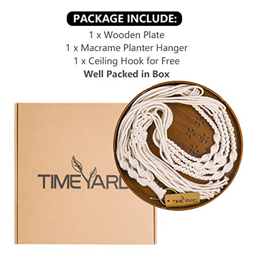 TIMEYARD Macrame Plant Shelf Hangers-Indoor Hanging Planter Decorative Pot Holder with Beautiful Flower Cut Outs - Boho Chic Bohemian Home Decor, in Box