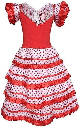 Robe de fille pour la danse flamenco costume traditionnel 6 ans espagnol
