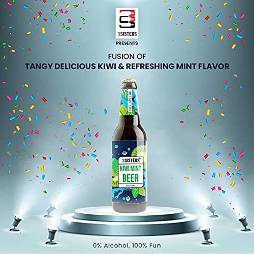 Image of 3Sisters Non Alcoholic Beer - Kiwi Mint Flavor - (Pack of 6 Bottles x 330ml each)