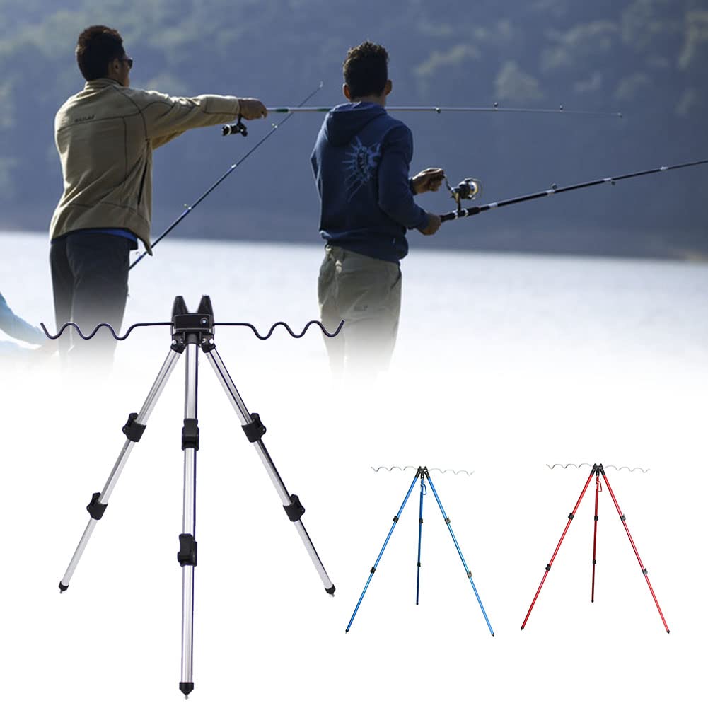 DAZZLEEX Treppiede Stand Rest Multifunzionale per Canna da Pesca, Staffa Retrattile in Alluminio Pieghevole, Supporto per Bastone
