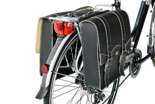 Montegrappa Leather Pannier Bike Bag with 2 Compartments black, 9.33 Liter - Image 2