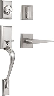 NeuType Front Door Handle Locks with Deadbolt Handles Satin Nickel Entry and Lock Set Single Cylinder Lever Handlesets (SUUS-XHJ-L36158-S-S115-USAM021)