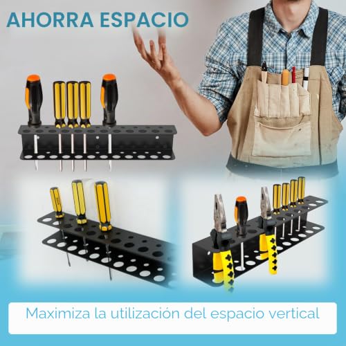Miniatura 5 de Organizador De Destornilladores De 14 23 Agujeros, Soporte De Destornillador Y Alicates, De Hierro Inoxidable, Soporte De Destornillador De Pared Para Ahorro De Espacio, Para Destornillador, Alicates