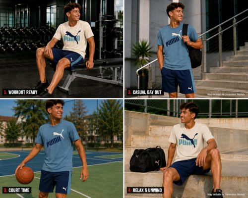 Image of PUMA Boys Active Shorts Set - 3 Piece Performance T-Shirt, Dry Fit Tank Top, and Gym Shorts - Activewear Set for Boys (4-16)