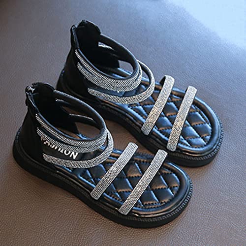 Girls Sandals Summer New Children Dress Shoes Casual Shoes Girls Soft Bottom Open Toe Sandals Sandals for Girls Size 4 (Black, 3.5-4 Years)3