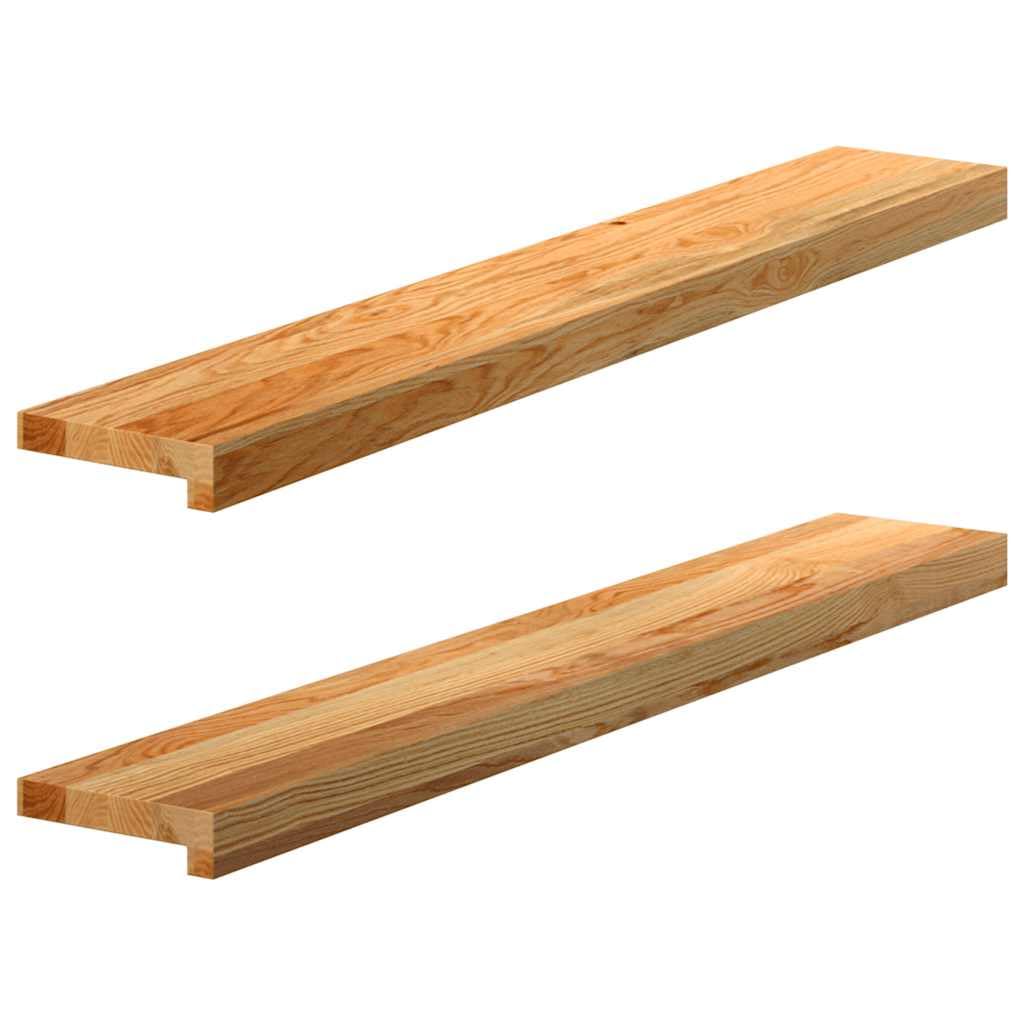 vidaXL Window Sills 2 pcs - Solid Oak Wood - Light Brown - 100x15x2 cm - Display Ledge for Home & Office