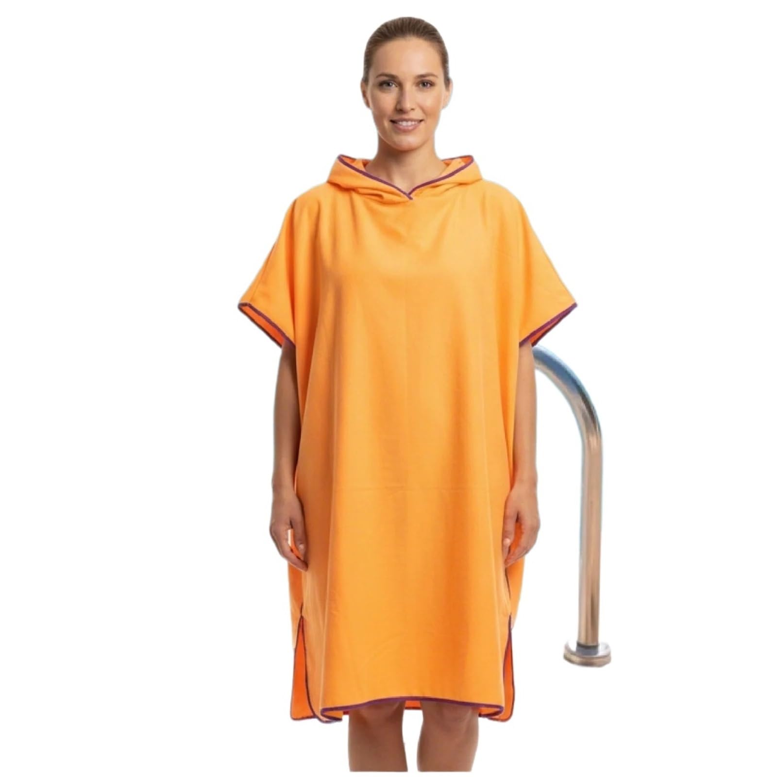 ATEUXOL Quick-drying Surf Poncho Quick-Dry Hooded Beach Towel Changing Cape High Absorbency Swim Surf Robe For Easy Carry And Quick Drying(Orange)