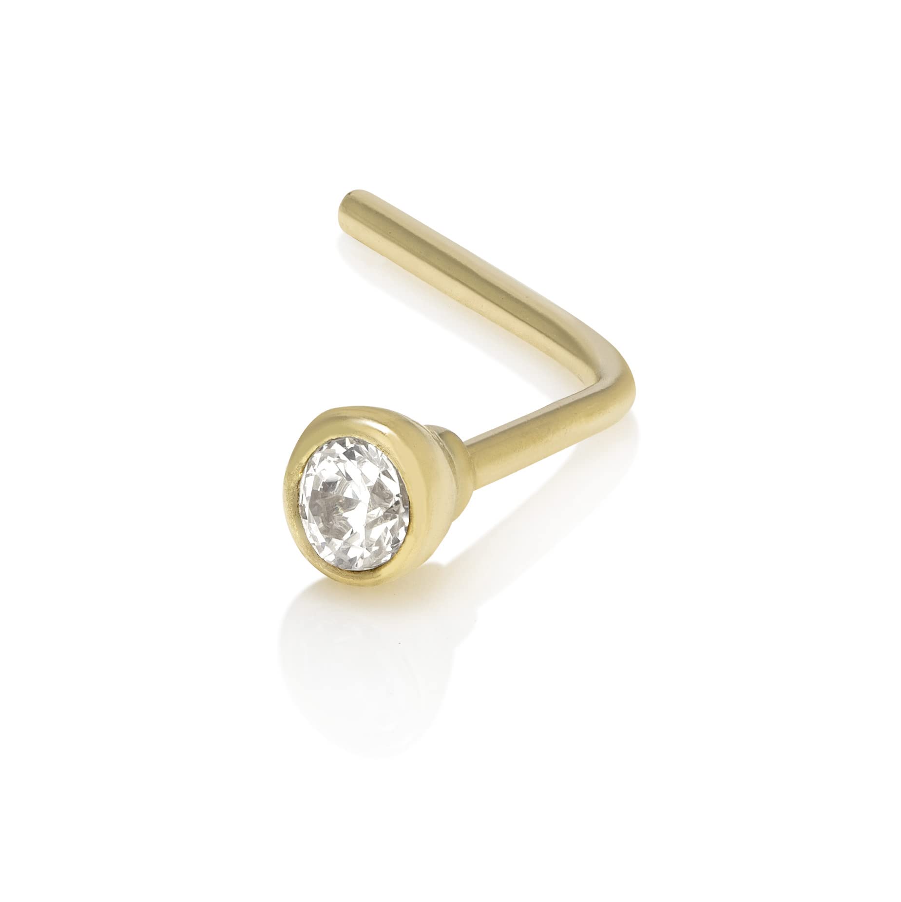 Mia Gioielli - Piercing Nasenstecker in Gold 750 mit Rund Zirkonia - Nostril Nasenpiercing echtGold 18 karat für Frau Mädchen