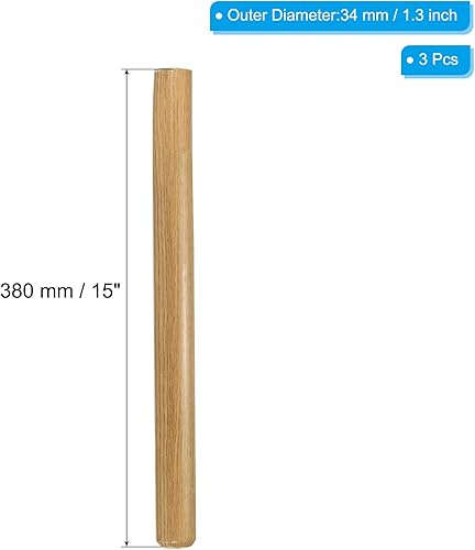 Miniatura 2 de PATIKIL Mango de pala de madera de 15 pulgadas, paquete de 3 manijas de pala de jardín de repuesto para palas de ojo redondo