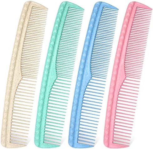 Greoer 4 Pieces Colorful Hair Combs Set Professional Hairdressing Carbon Fibre Comb Master Barber and Salon Comb Anti Static Heat Resistant, Strong & Durable, Medium and Fine Tooth