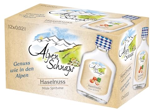 Alpenschnaps | Steinbeisser | 12 x 20ml | Haselnuss | pures Alpenglück im Glas 23 925, Haselnuss 12 x 0,02l