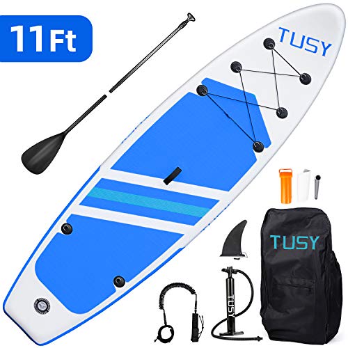 TUSY 11FT Inflatable Stand Up Paddle Board with SUP Accessories Travel Backpack, Non-Slip