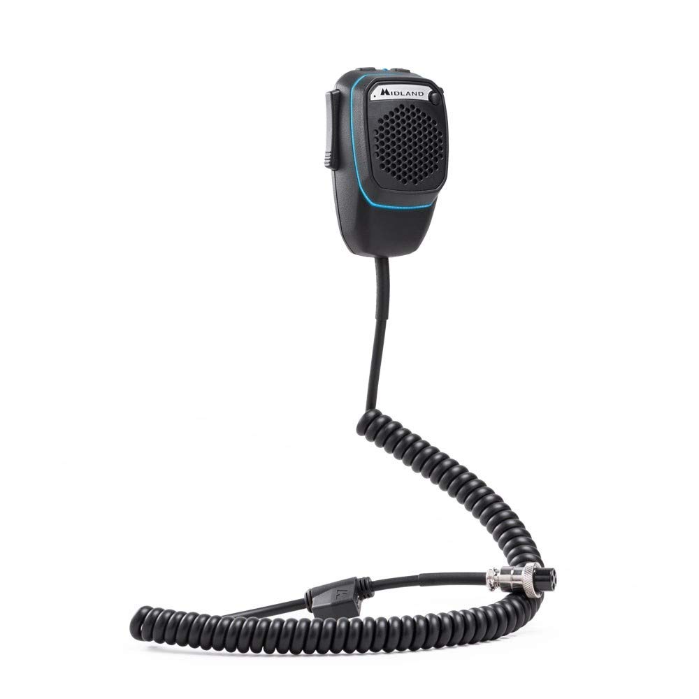 Midland Dual Mike, Microphone CB Numérique Bluetooth Préamplifié à 6 Broches, Connectable à la CB et au Smartphone, avec PTT Analogique, Haut-Parleur et DSP pour Une Meilleure Qualité de Voix