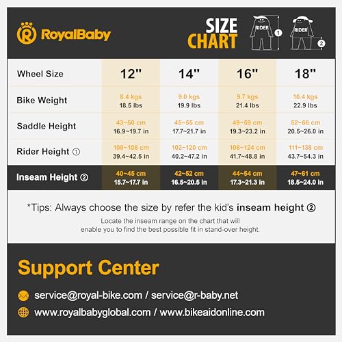 Royal Baby RB16-30KH Royalbaby Ez Kids Bike, 16 Inch Balance Pedal Convertable Bicycle, Easy Learn Balancing To Biking Boys Girls Ages 4-7 Years Beginners thumb #4