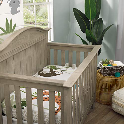 Image of NoJo Jungle Gym Green, Brown, & Grey 100% Cotton Photo Op Nursery Fitted Crib Sheet, Grey, Green, White, Brown