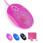 SOONGO USB Optical Wired Mini Computer Mouse for Latpot Mice with Pink Crystal Bling Rhinestone Funny Personalised Gift for Kids and Teen Girl Birthday Gift by