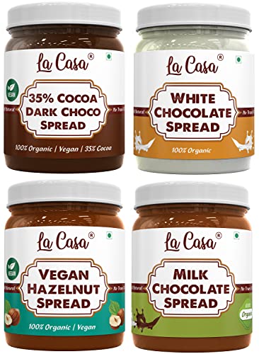 Image of La Casa Choco Spread Combo - Dark+Milk+White+Hazelnut Chocolate Spread | 4x350g |