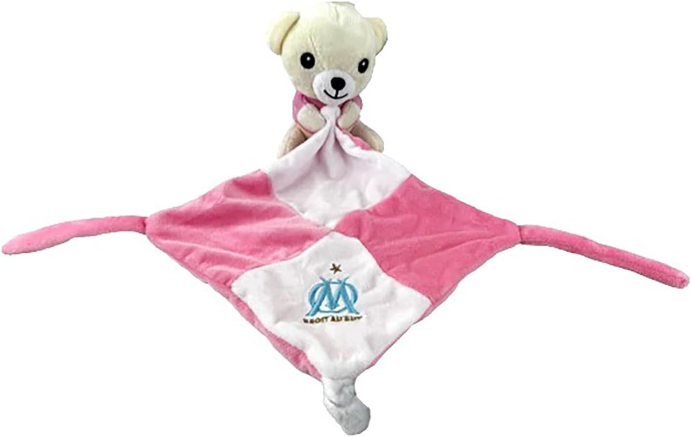 OLYMPIQUE DE MARSEILLE Doudou Rose Enfant avec Attache tétine Om - Collection Officielle