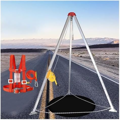 Fall Arrest Kits, Road Rescue Tripod Kit, Adjustable Confined Space Rescue Rope System, for Deep Well Rescue/Sewer Cleaning/Pipe Repair, with Fall Protecto(with Safe Belt