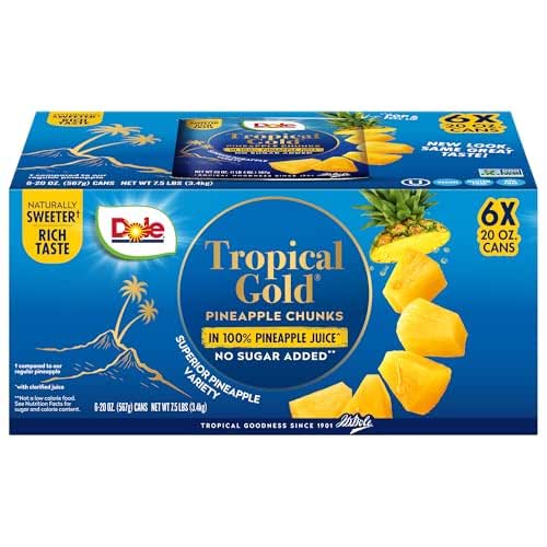 Dole Canned Fruit, Tropical Gold Pineapple Chunks in 100% Pineapple