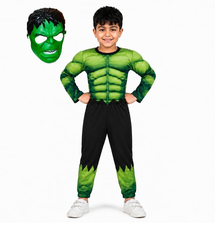 Image of Raj Costume Boys Superhero Costume Set with Mask | Blue & Red Full Sleeve T-Shirt with Track Pants | Kids Fancy Dress Costume for Birthday Party, School Function & Role Play