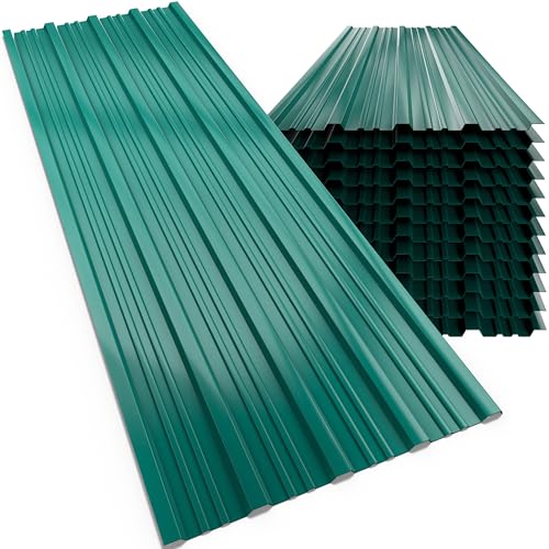 GARDEBRUK® 12x Corrugated Metal Roofing Sheets 129x46cm Green | For Garden Shed Metal Sheds Plastic Sheds & Greenhouse 7m² Galvanised Roof Panels Outdoor Storage Bin Store Bike Shed product thumbnail 11