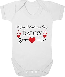 Second Ave Happy Valentine's Day Daddy Baby Grow Vest White Shortsleeve Babygrow Bodysuit