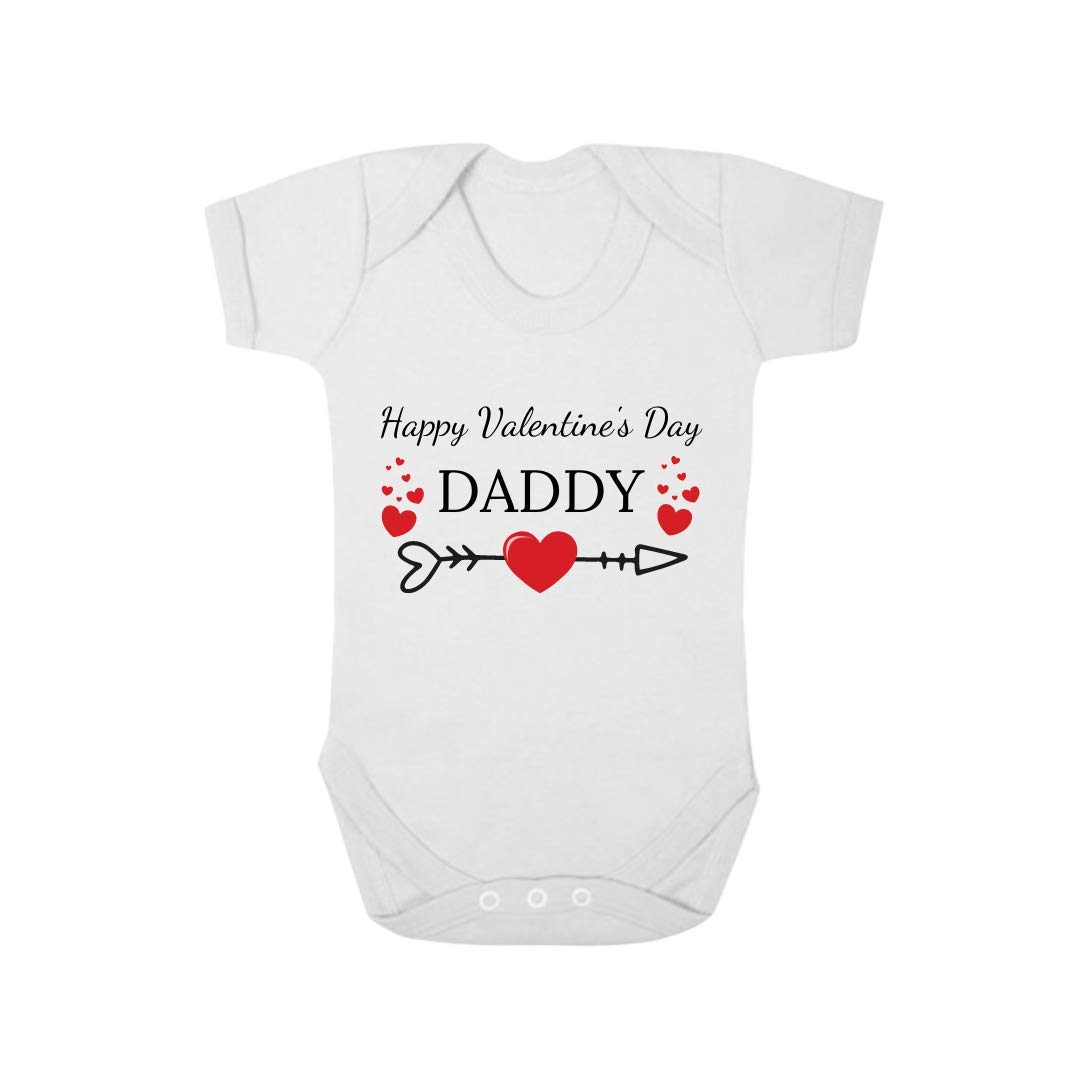 Second Ave Happy Valentine's Day Daddy Baby Grow Vest White Shortsleeve Babygrow Bodysuit