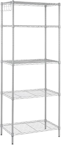 Estantería organizadora clásica de 5 niveles, estantería de cocina, color gris plateado
