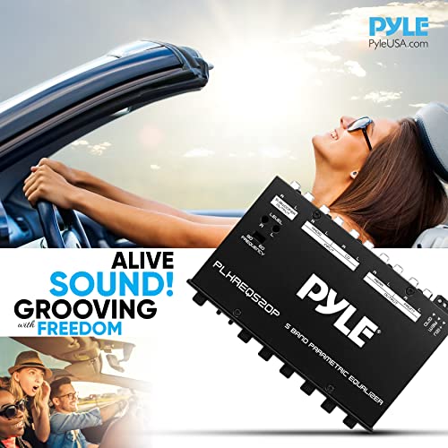 image for Pyle Car Audio Equalizer, Half-DIN 5-Band Parametric Equalizer with Su