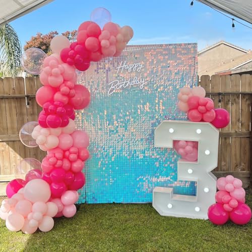 Image of Pink Balloons Metallic Pink Balloon, 60Pcs 12Inch Chrome Deep Light Pearl Hot Pink Latex Balloons for Birthday,Wedding,Baby Shower,Galentines day Decorations