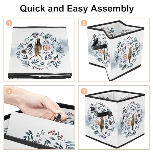 Boîte de rangement pliable Ink Raindeer en tissu pour placard et chambre