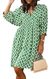 miduo Womens Casual Dresses Summer Half Sleeve V Neck Floral Bohemian Dress Boho Beach Mini Babydoll Shift Shirt Dress Green L